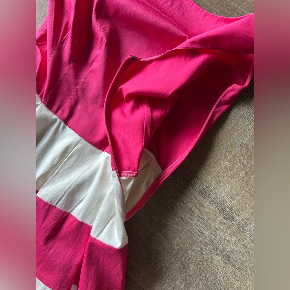 ▶️ Kate Spade Fit Flare Dress Womens 2 Pink White Striped Sleeveless Preppy - Picture 14 of 14